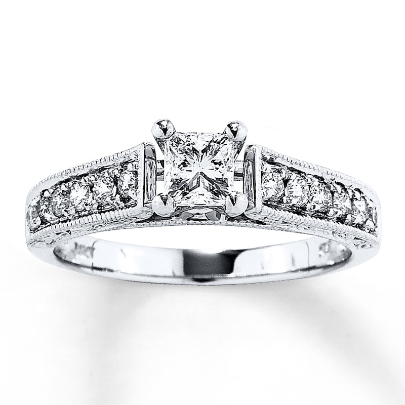 Main Image 1 of Diamond Engagement Ring 3/4 ct tw Princess-cut 14K White Gold
