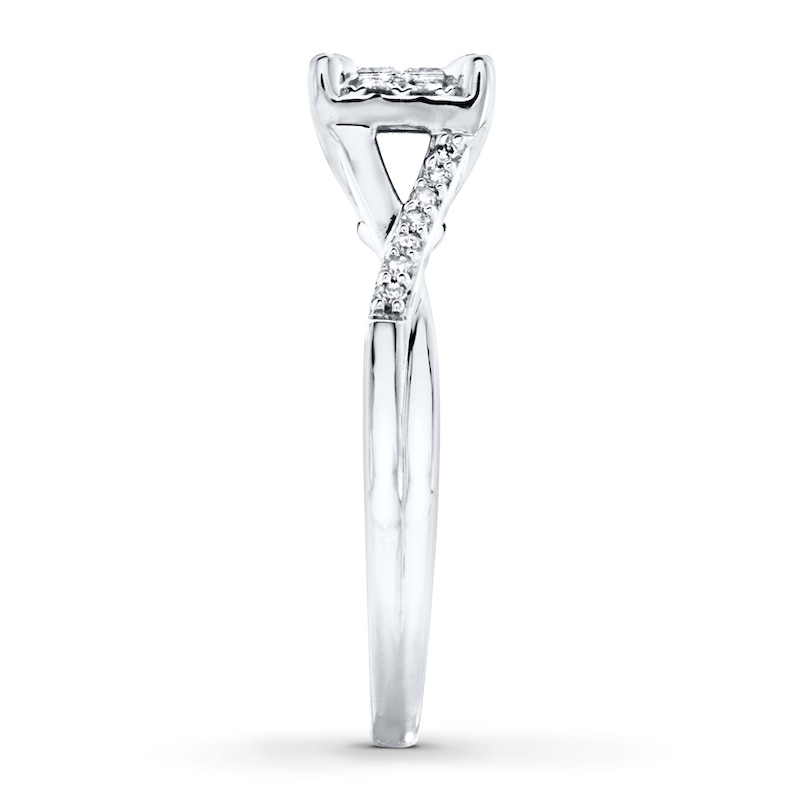 Main Image 3 of Diamond Engagement Ring 1/3 ct tw Princess-cut 10K White Gold