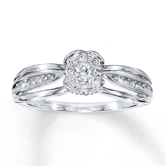 Engagement Ring 1/5 ct tw Diamonds 10K White Gold