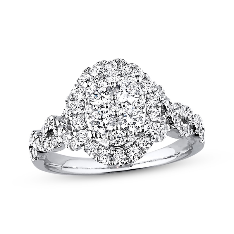 Engagement Ring 1 ct tw Diamonds 14K White Gold