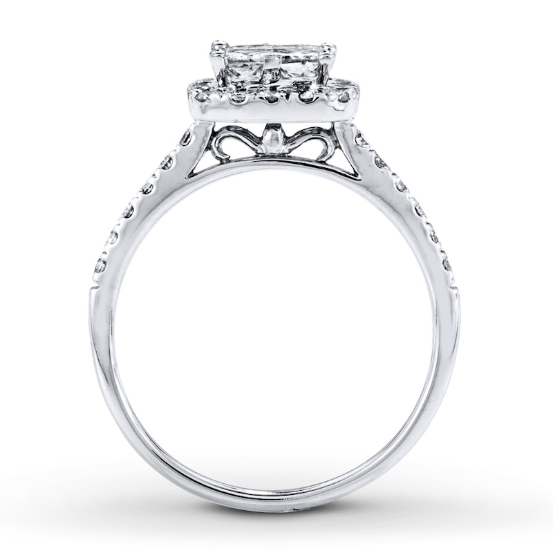 Main Image 2 of Multi-Diamond Engagement Ring 1 ct tw Princess-Cut 14K White Gold