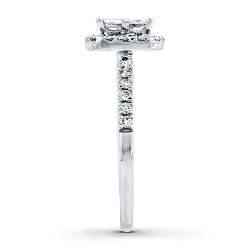 Main Image 3 of Multi-Diamond Engagement Ring 1 ct tw Princess-Cut 14K White Gold