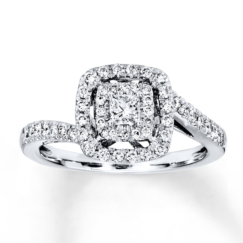 Diamond Engagement Ring 3/8 ct tw Princess-cut 14K White Gold