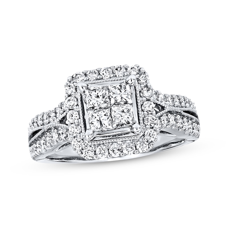 Multi-Diamond Engagement Ring 1 ct tw Princess-cut 14K White Gold