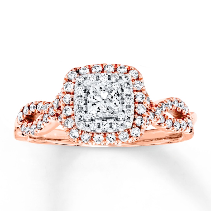 Main Image 1 of Diamond Engagement Ring 5/8 cttw Princess-cut 14K Two-Tone Gold