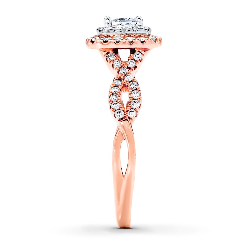 Main Image 3 of Diamond Engagement Ring 5/8 cttw Princess-cut 14K Two-Tone Gold