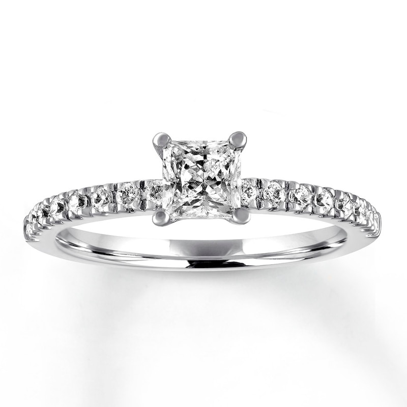 Main Image 1 of Diamond Engagement Ring 5/8 ct tw Princess/Round 14K White Gold