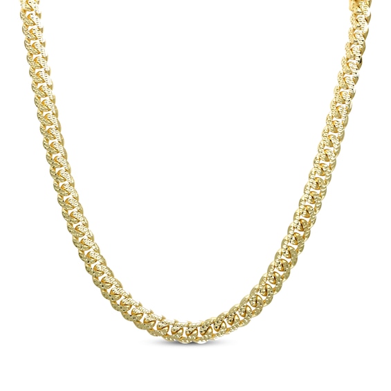 Solid Diamond-Cut Miami Cuban Chain Necklace 14K Yellow Gold 20