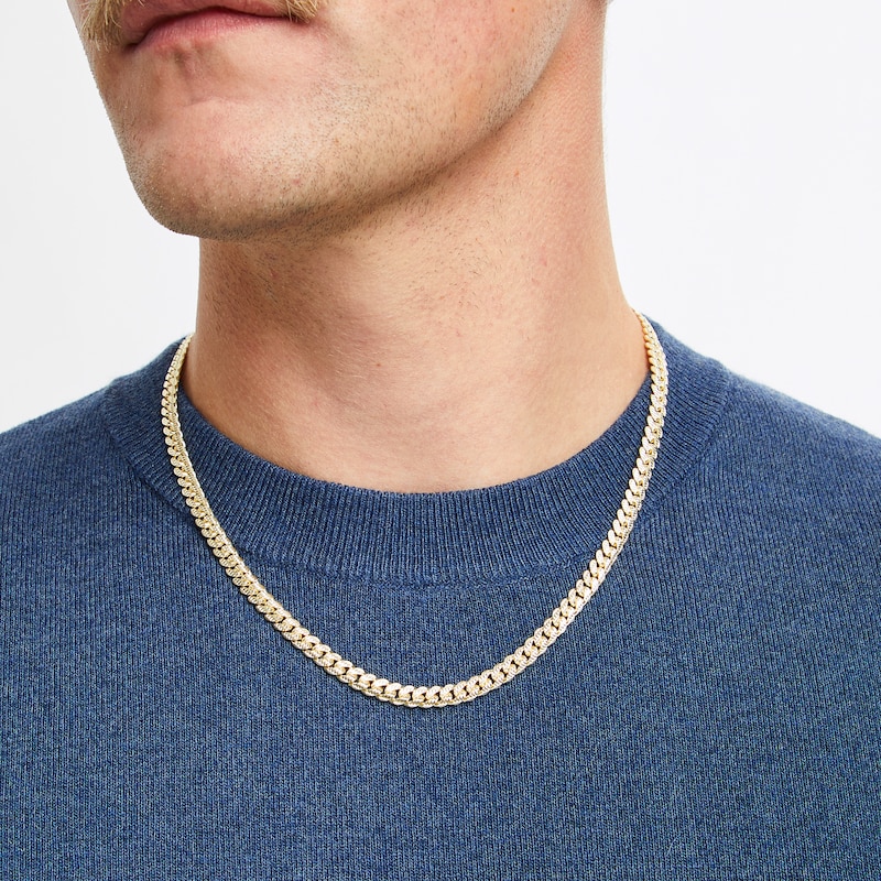 Main Image 3 of Diamond-Cut 5.94mm Miami Cuban Chain Necklace Solid 14K Yellow Gold 20&quot;