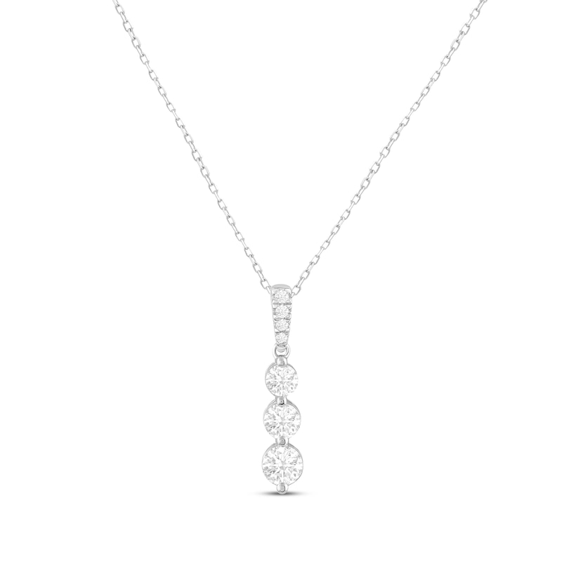 Main Image 1 of Memories Moments Magic KAY Lab-Grown Diamonds Graduated Three-Stone Necklace 3/4 ct tw 14K White Gold 18&quot;