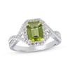 Thumbnail Image 0 of Emerald-Cut Peridot & White Lab-Created Sapphire Frame Ring Sterling Silver