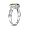 Thumbnail Image 1 of Emerald-Cut Peridot & White Lab-Created Sapphire Frame Ring Sterling Silver