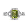 Thumbnail Image 2 of Emerald-Cut Peridot & White Lab-Created Sapphire Frame Ring Sterling Silver