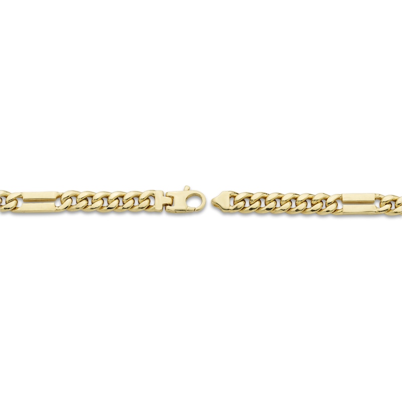Men's Curb Chain Station Bracelet 10K Yellow Gold 8.5"