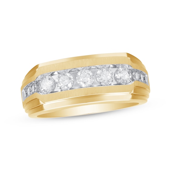 Now + Forever Men's Round-Cut Diamond Wedding Ring 1 ct tw 10K Yellow Gold