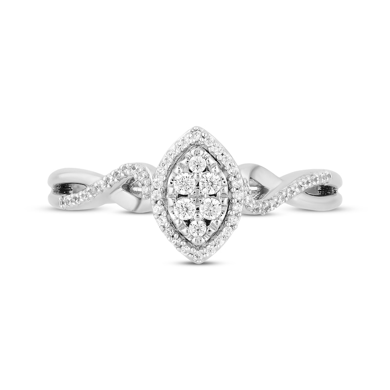 Hallmark Diamonds Multi-Diamond Center Marquise Frame Promise Ring 1/5 ct tw Sterling Silver
