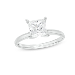 Now + Forever Certified Diamond Solitaire Engagement Ring 1-1/2 ct Princess 14K White Gold (I/I2)