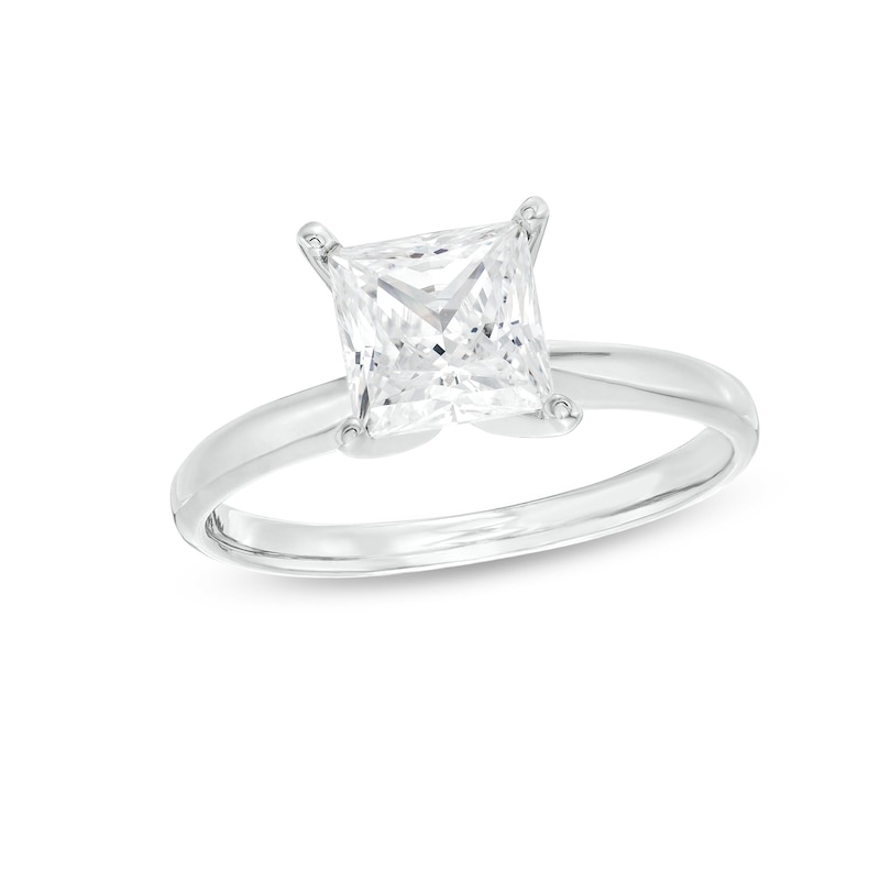 Certified Diamond Solitaire Engagement Ring 1-1/2 ct Princess 14K White ...
