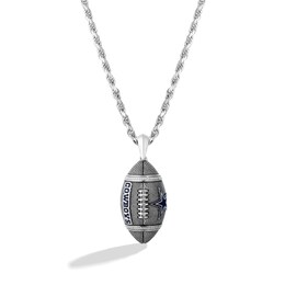 True Fans Dallas Cowboys 1/20 CT. T.W. Diamond Vertical Football Necklace in Sterling Silver