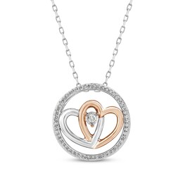 Two as One Round-Cut Diamond Heart Necklace 1/10 ct tw 10K Two-Tone Gold 18”