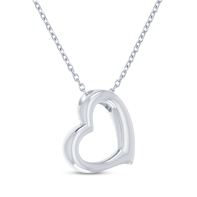 Main Image 3 of Diamond Tilted Heart Necklace 1/4 ct tw Sterling Silver 18"