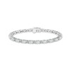 Thumbnail Image 1 of Lab-Created Opal & White Lab-Created Sapphire Link Bracelet Sterling Silver 7.25&quot;