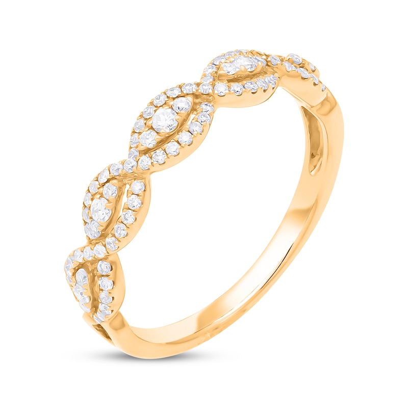 Main Image 2 of Now + Forever Diamond Woven Anniversary Band 1/3 ct tw 10K Yellow Gold