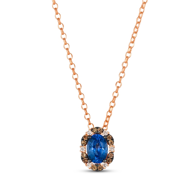 Le Vian Venetian Mosaic Sapphire Necklace 1/8 ct tw Diamonds 14K Strawberry Gold 19"