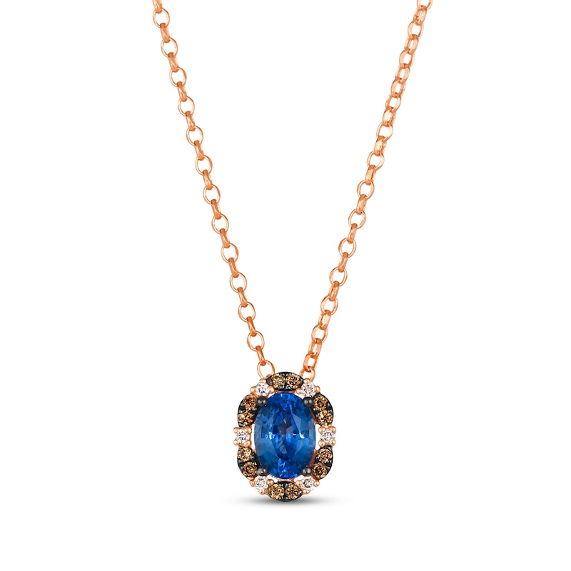 Main Image 1 of Le Vian Venetian Mosaic Sapphire Necklace 1/8 ct tw Diamonds 14K Strawberry Gold 19&quot;