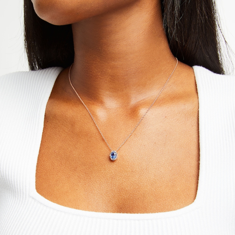 Main Image 4 of Le Vian Venetian Mosaic Sapphire Necklace 1/8 ct tw Diamonds 14K Strawberry Gold 19&quot;