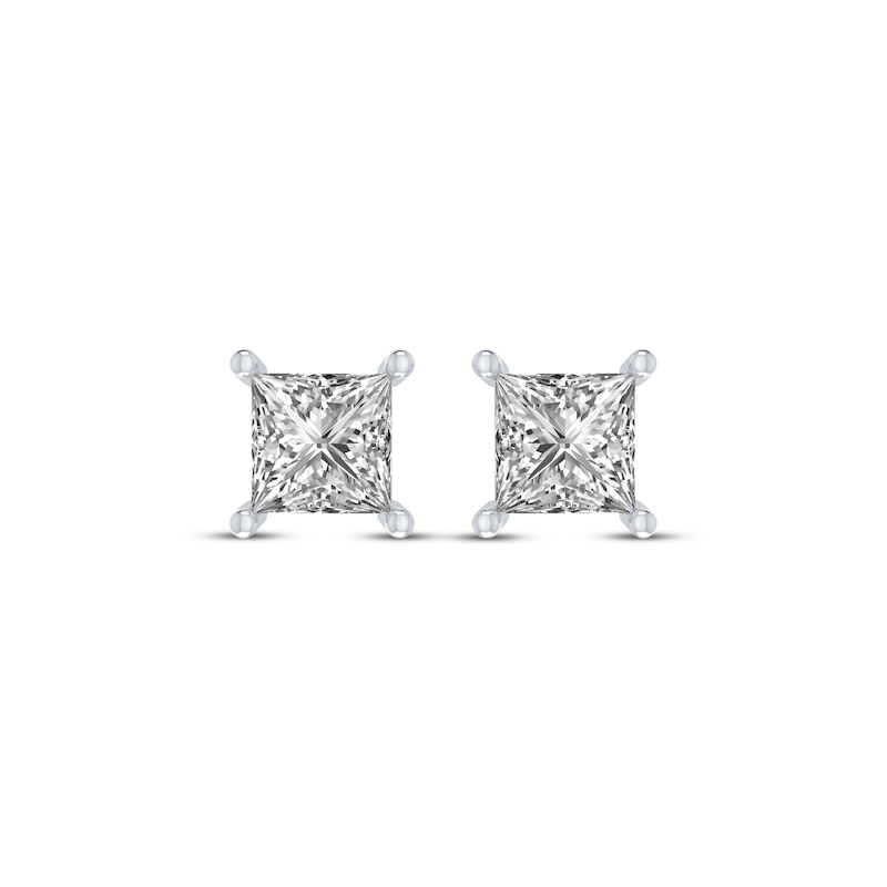 Square-Cut White Lab-Created Sapphire Solitaire Stud Earrings Sterling ...