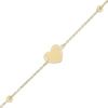 Thumbnail Image 2 of Children's Solid Heart & Beads Bracelet 14K Yellow Gold 6&quot;