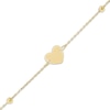 Thumbnail Image 1 of Children's Solid Heart & Beads Bracelet 14K Yellow Gold 6"