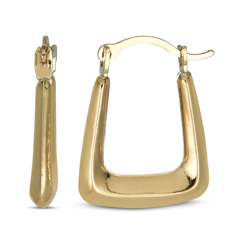 Main Image 1 of Hollow Squared Hoop Earrings 14K Yellow Gold