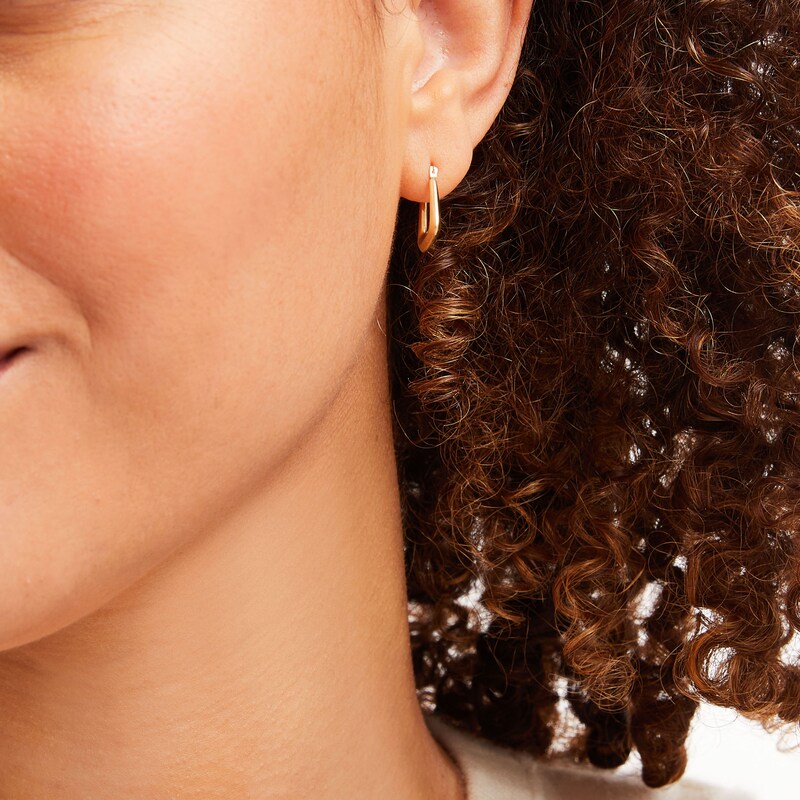 Main Image 3 of Hollow Squared Hoop Earrings 14K Yellow Gold