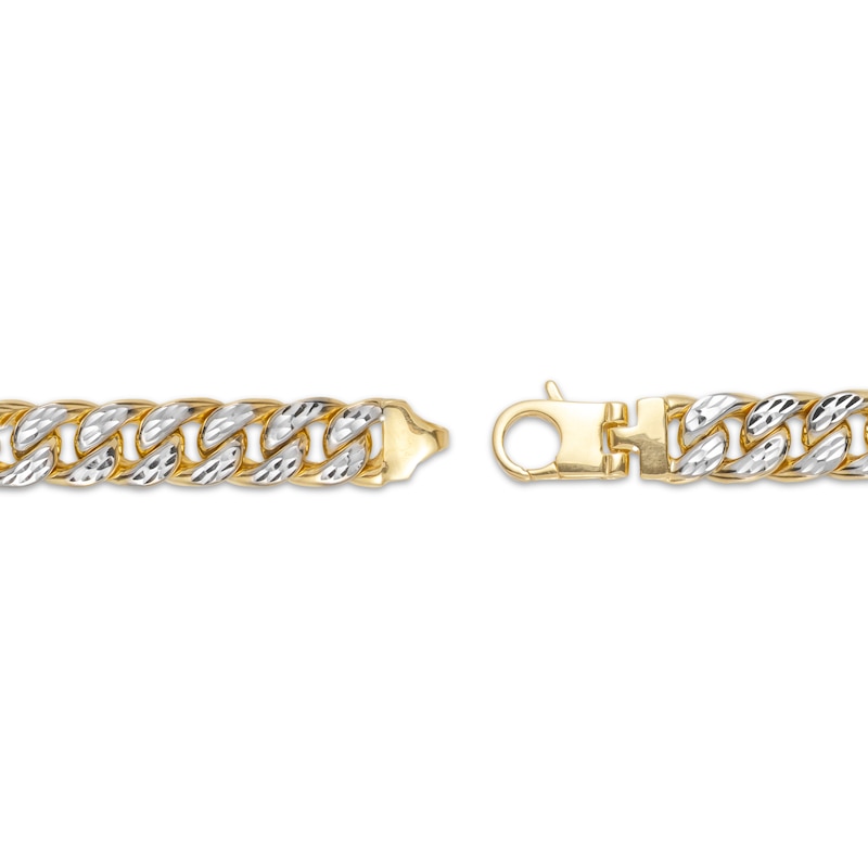 Main Image 3 of Diamond-Cut Curb Chain Bracelet Hollow 10K Yellow Gold 8.5&quot;