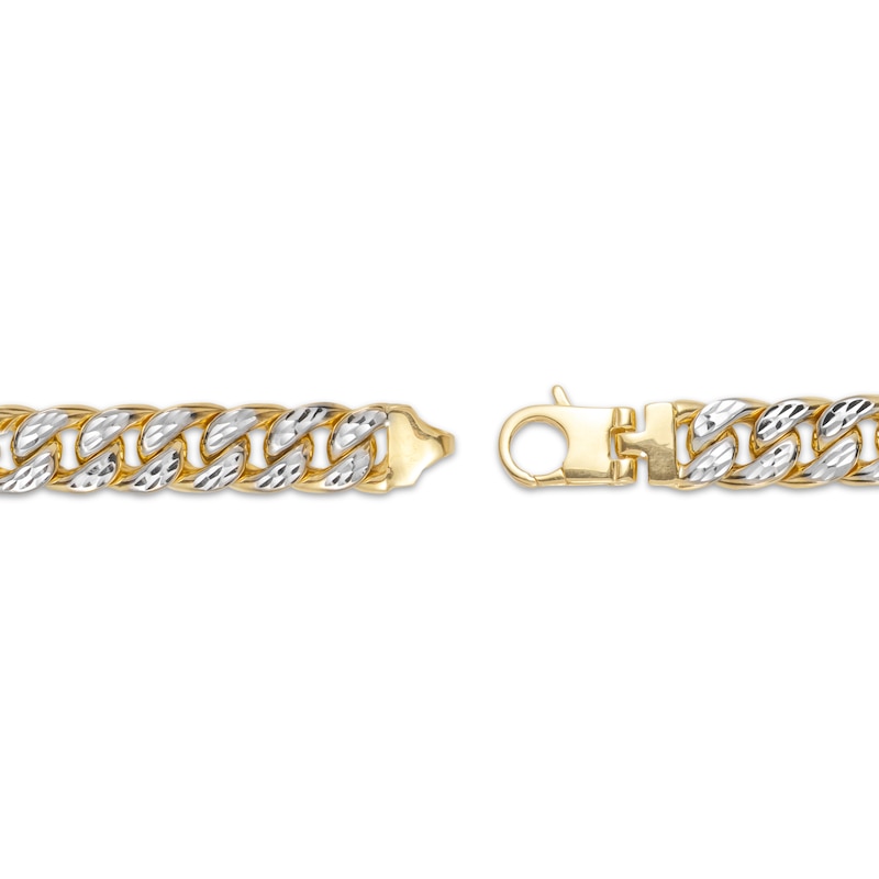 Hollow Diamond-Cut Curb Chain Bracelet 10K Yellow Gold 8.5"