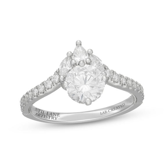 Neil Lane Artistry Round, Pear & Marquise-Cut Lab-Grown Diamond Engagement Ring 1-1/2 ct tw 14K White Gold