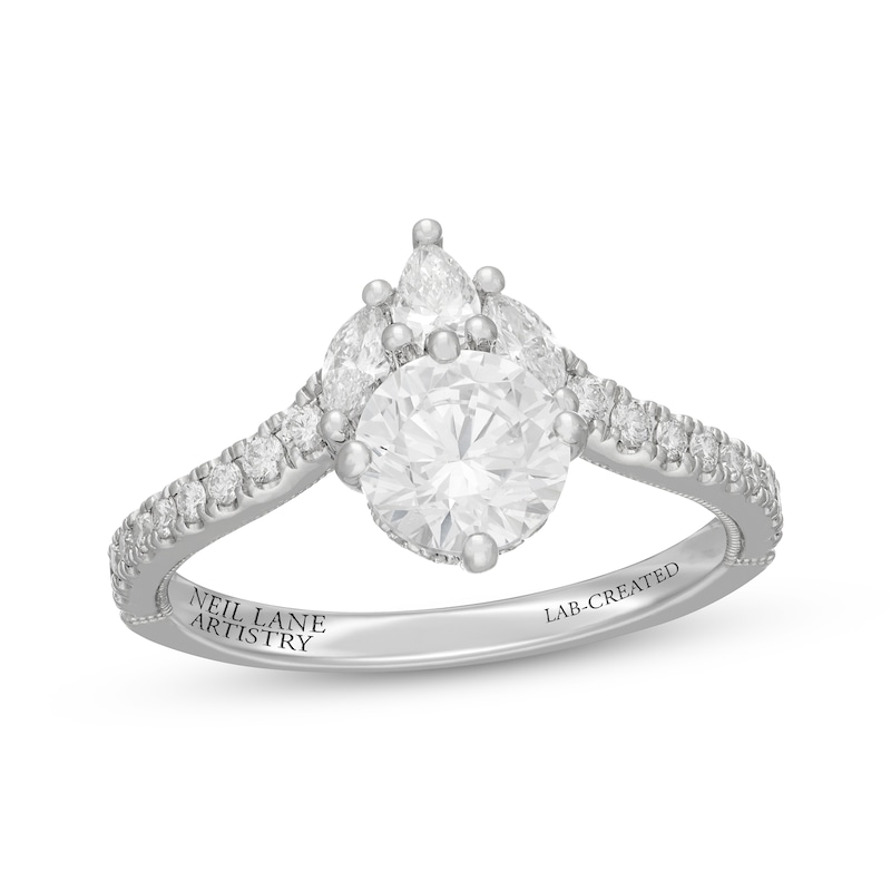 Main Image 1 of Neil Lane Artistry Round, Pear & Marquise-Cut Lab-Grown Diamond Engagement Ring 1-1/2 ct tw 14K White Gold