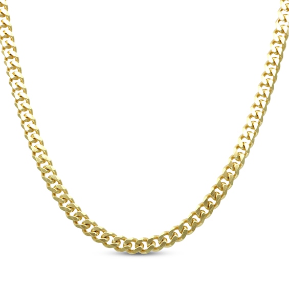 Solid Cuban Curb Chain Necklace 4.2mm 14K Yellow Gold 18"
