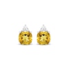 Thumbnail Image 2 of Cushion-Cut Citrine & White Lab-Created Sapphire Stud Earrings Sterling Silver