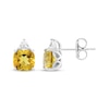 Thumbnail Image 2 of Cushion-Cut Citrine & White Lab-Created Sapphire Stud Earrings Sterling Silver