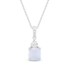 Thumbnail Image 1 of Cushion-Cut Lab-Created Opal & White Lab-Created Sapphire Necklace Sterling Silver 18&quot;
