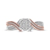 Thumbnail Image 4 of Multi-Diamond Halo Promise Ring 1/5 ct tw 10K Sterling Silver & 10K Rose Gold