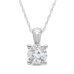 Round-Cut Diamond Solitaire Necklace 1/8 ct tw Sterling Silver (J/I3) 18"