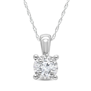Round-Cut Diamond Solitaire Necklace 1/8 ct tw Sterling Silver (J/I3) 18"