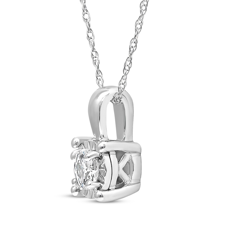 Main Image 2 of Round-Cut Diamond Solitaire Necklace 1/8 ct tw Sterling Silver (J/I3) 18&quot;
