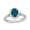 Thumbnail Image 1 of Neil Lane Oval-Cut London Blue Topaz & Diamond Halo Engagement Ring 1/2 ct tw 14K White Gold