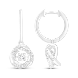Unstoppable Love Diamond Knot Hoop Dangle Earrings 1/4 ct tw 10K White Gold