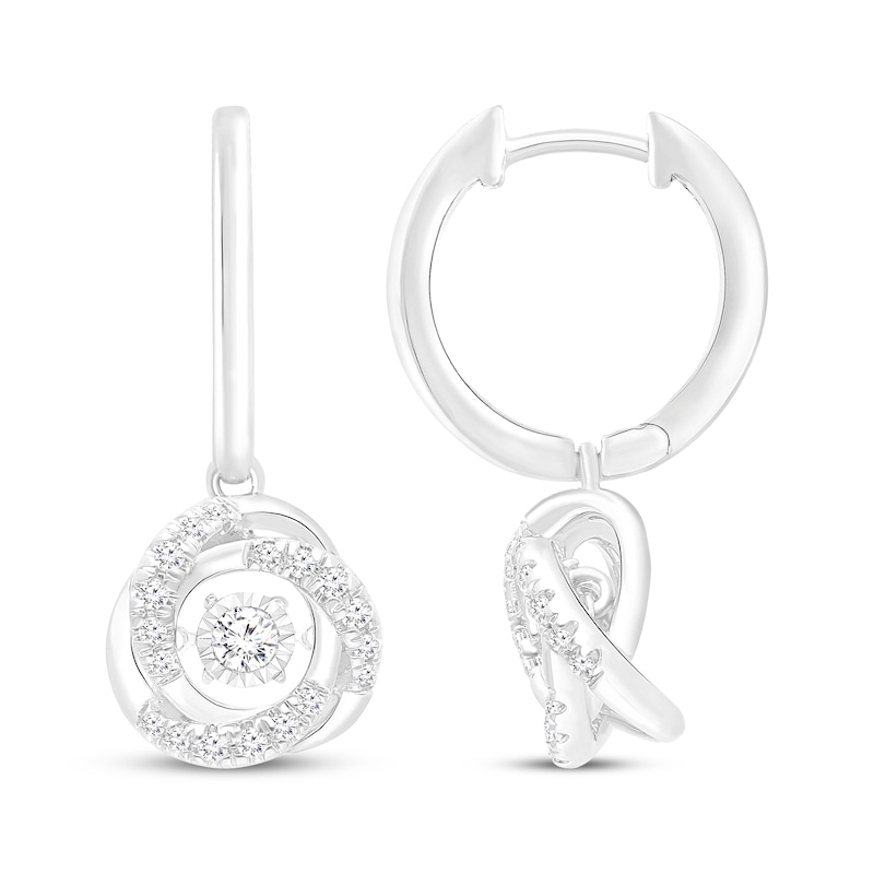 Main Image 1 of Unstoppable Love Diamond Knot Hoop Dangle Earrings 1/4 ct tw 10K White Gold